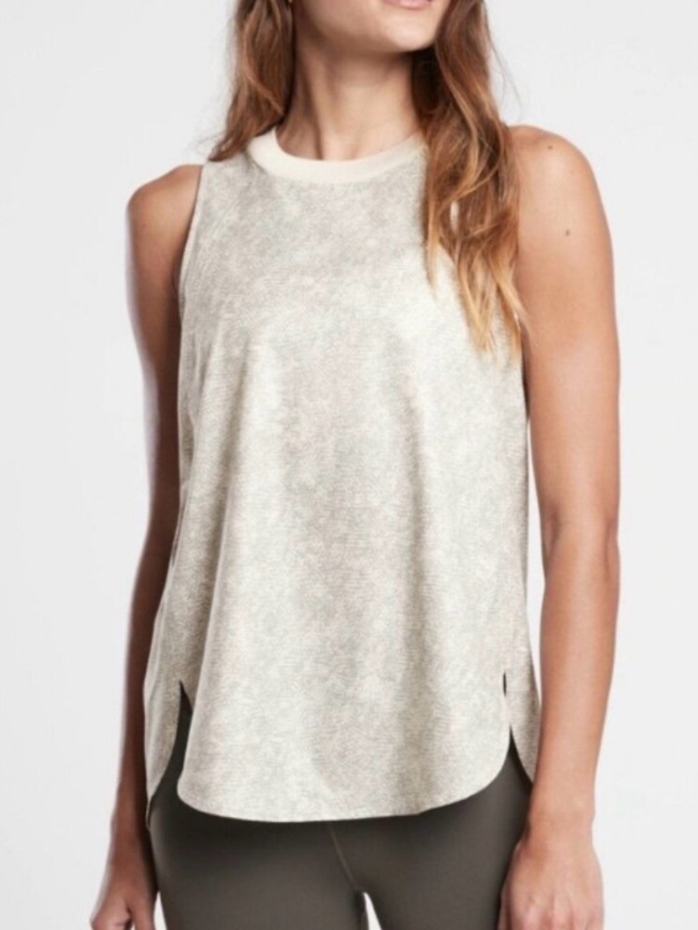 Athleta Light Cream Sleeveless Athletic Tank- Viper